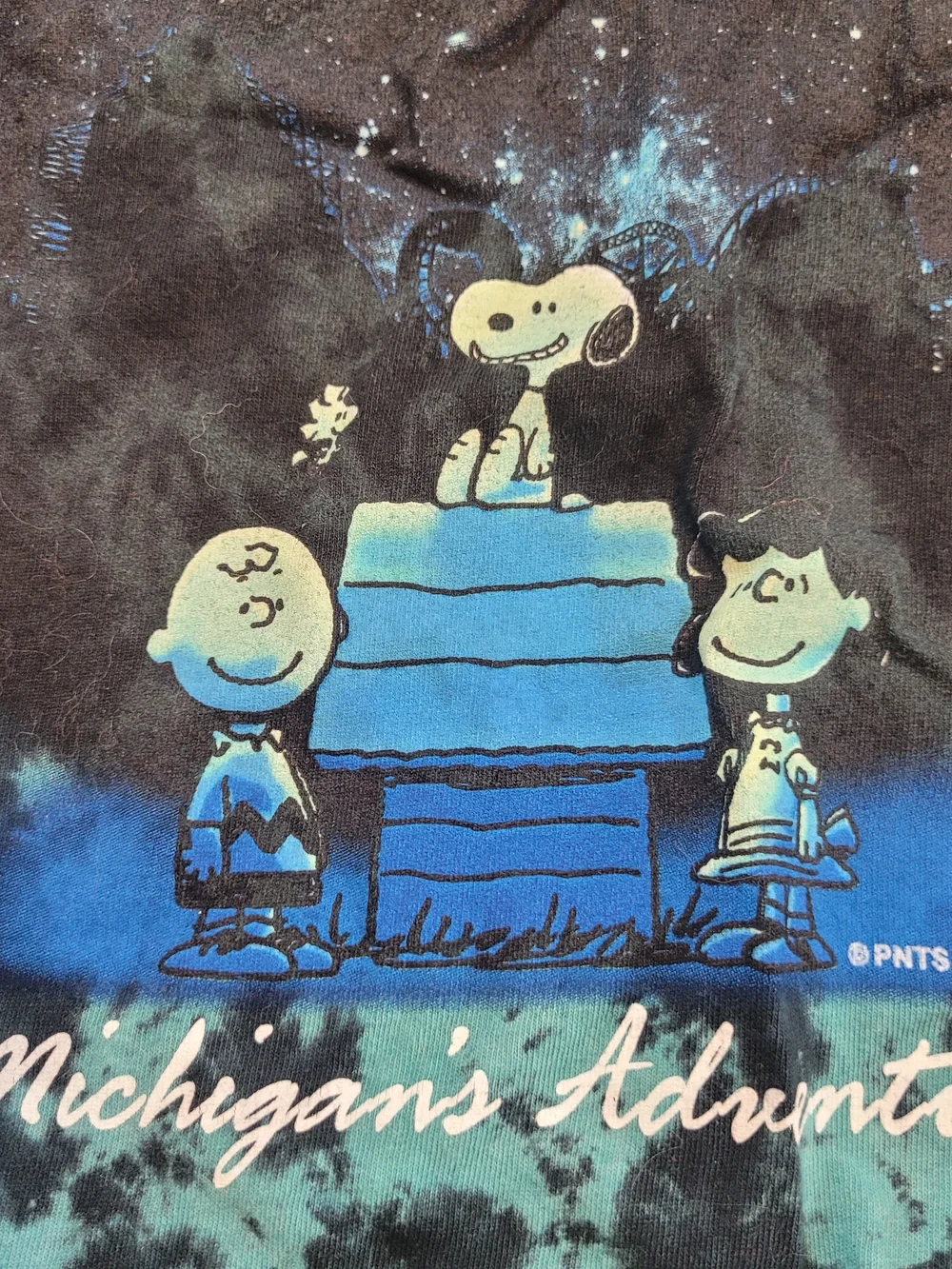 Peanuts Tie-Dye Kids Tee in Teal and Black with Snoopy Graphic